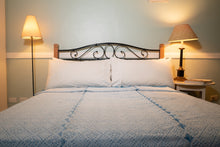 Load image into Gallery viewer, DIAMANTE TI REYNA BEDCOVER IN AQUA AND WHITE
