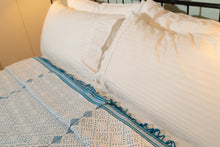 Load image into Gallery viewer, DIAMANTE TI REYNA BEDCOVER IN AQUA AND WHITE
