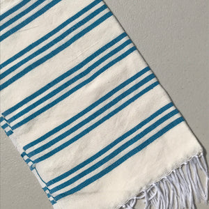 HAND TOWEL WHITE W/ COLORED STRIPES