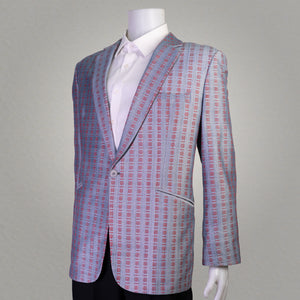 MEN'S SUIT IN RED AND GREY INSUKIT WEAVE DESIGN